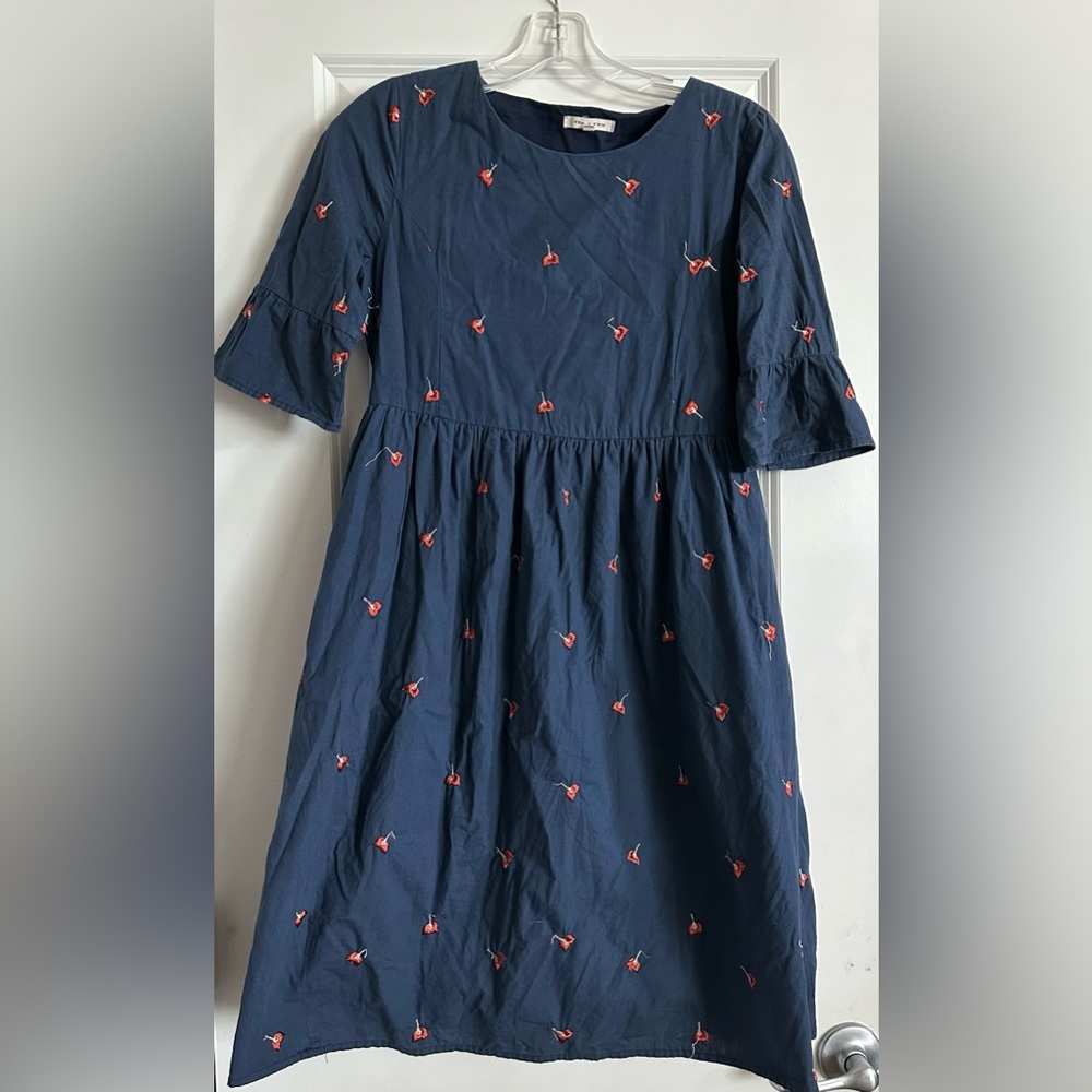 Tea N Rose Anthropolgie Cotton Dress Embroidered